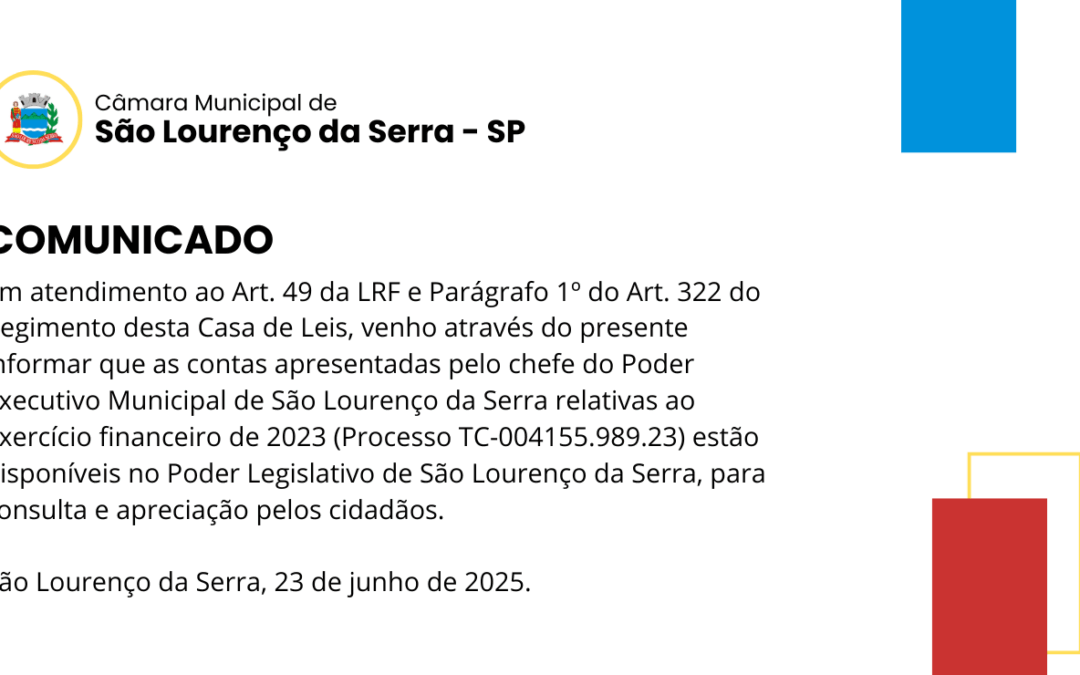 @Slide – Comunicado Contas 2023