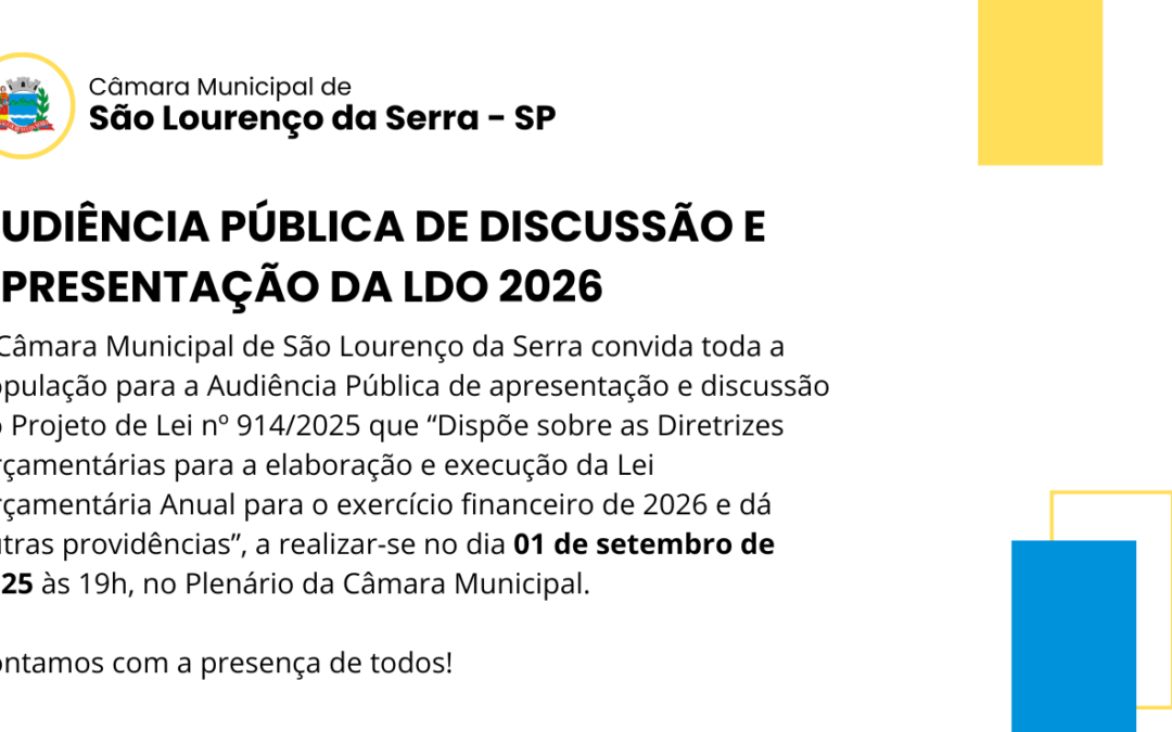 @Slide – AUDIÊNCIA PÚBLICA DE DISCUSSÃO E APRESENTAÇÃO DA LDO 2026