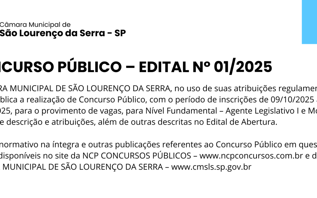 @Slide – CONCURSO PÚBLICO – EDITAL Nº 01/2025